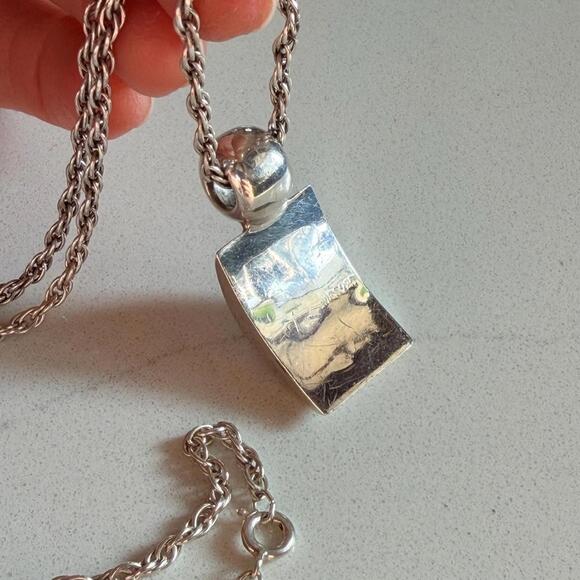 VTG Mexico 925 Sterling Silver Turquoise Pendant Necklace - Picture 3 of 7